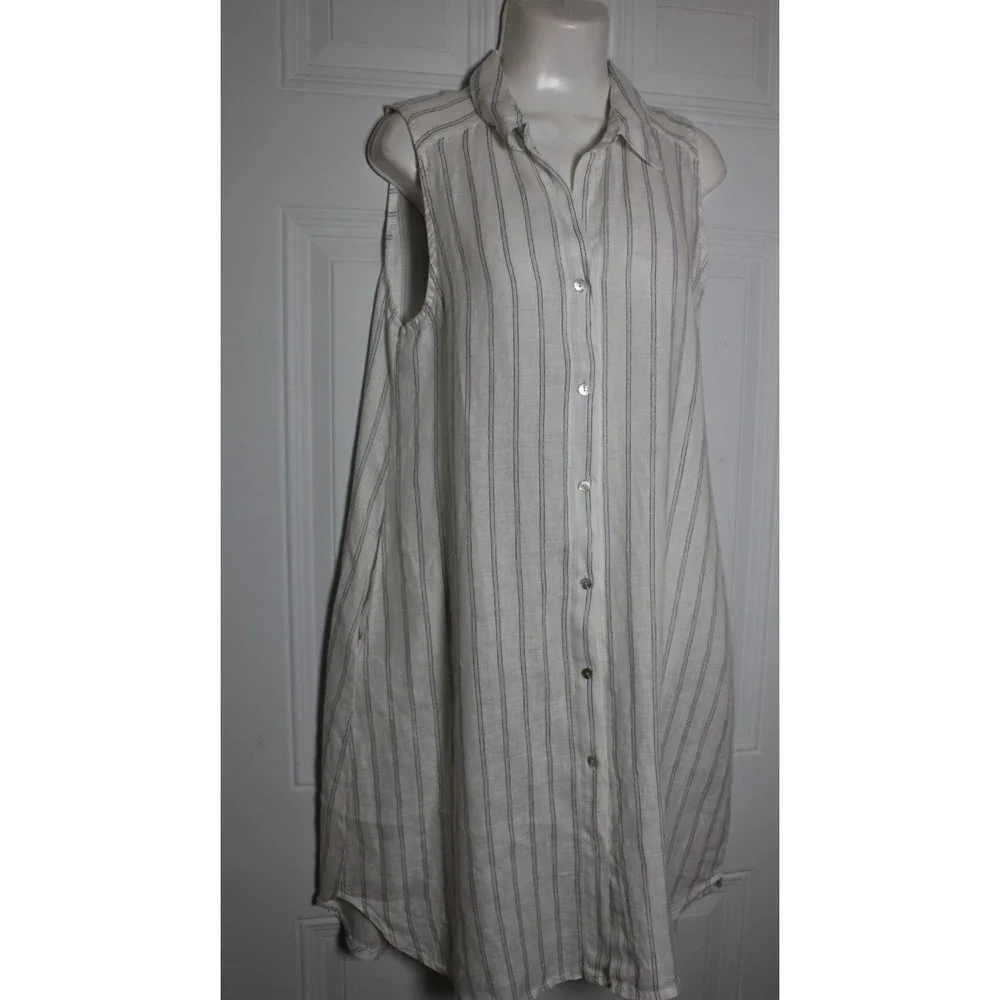 Rosemarie Italy Linen Shirt Dress Relaxed Striped Sardinia Effortless Size Small - Picture 11 of 13